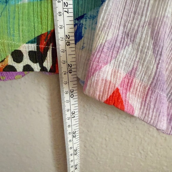 Ali Miles Womens 2X Abstract Tunic Opera Coat Wire Neck Artsy Lagenlook Colorful - Picture 6 of 8